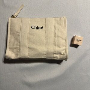 New Chloe Soft Beige Canvas Pouch with 5ml EDP Sample